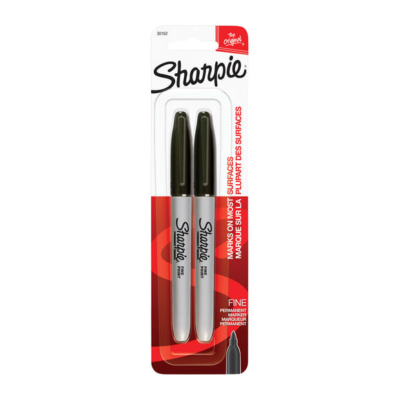 Sharpie Fine Point Permanent Marker Black Pk2 Bx6 marks on paper, plastic, metal, and more. Ink dries quickly and resists both fading and water; AP certified. Fine point is perfect for use in the classroom, office and home.Tip size: 1.0mm