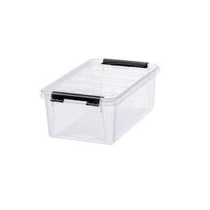 Storage Box with Black Clips 30x19x11cm 3.6L - Practical storage box for smaller items. Perfect for storing office supplies, toys, arts & crafts supplies, or memorabilia. The clips keep the lid securely in place. Suitable for food storage.