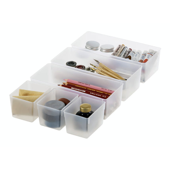 Large insert with two compartments and handle. Separate small items on top from more bulky ones in the bottom of the storage box. Can also be used as a tool box. Fits into SmartStore Classic 15. 38x29x10cm - 2 compartments