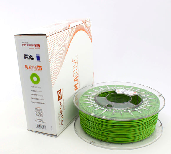 PLA Filament Copper 3D PLActive - Innovative Antibacterial 1.75mm 750gram Apple Green Color 3D Printer Filament