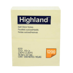 Highland Notes 6549 76x76mm Yellow Bx12