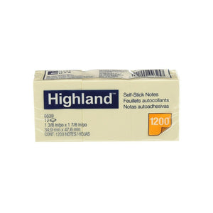 Highland Notes 6539 38x50mm Yellow Pk12 bx 36