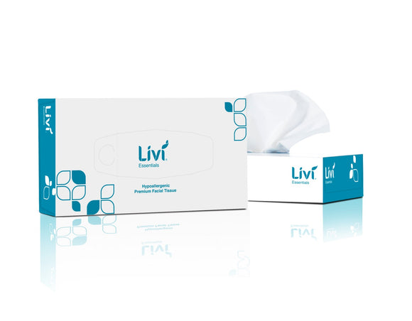 FACIAL TISSUE LIVI ESSENTIALS HYPOALLERGENIC 2PLY 100S, 30 in the box